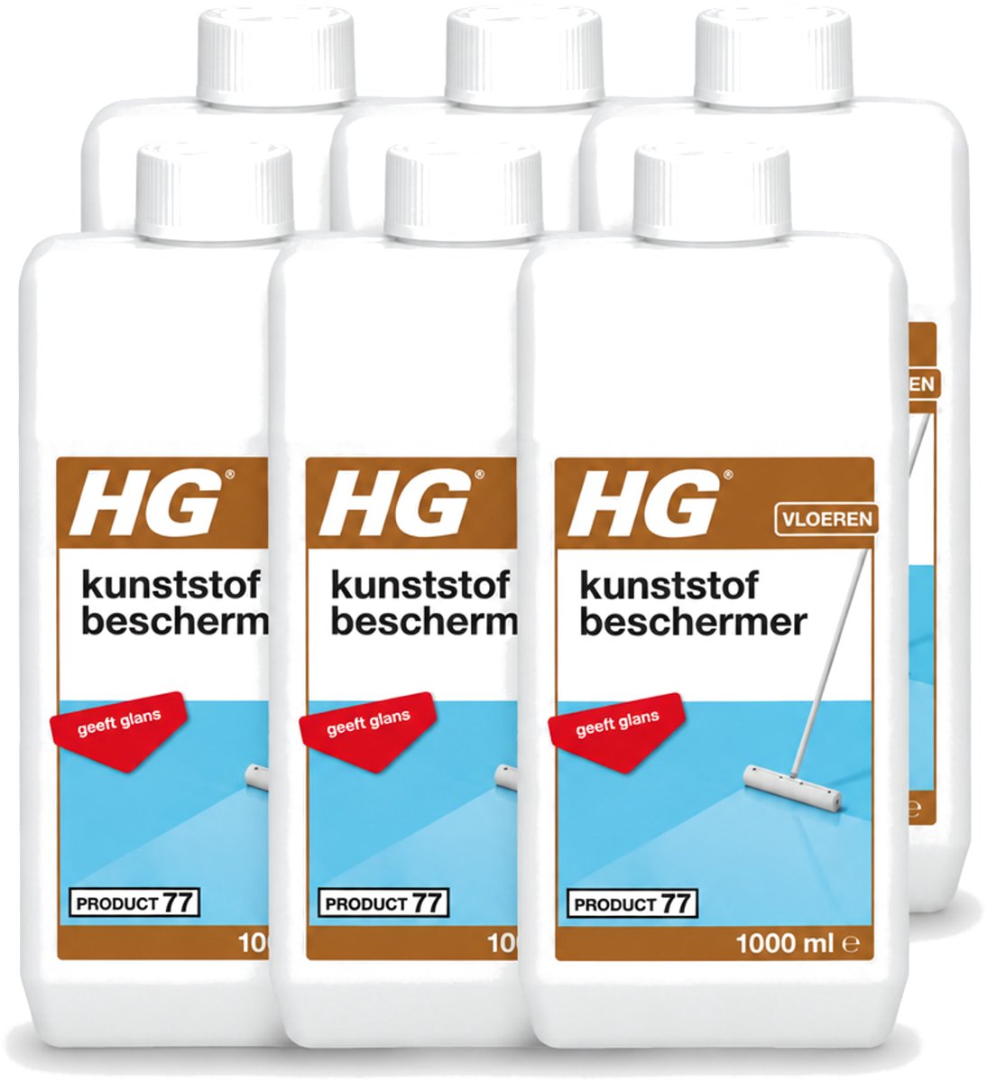6 x HG - Kunststofbeschermer - Polymeer Emulsie - Geeft Glans - Maskeert Slijtageplekken - 1L - Voordeelverpakking - 6 stuks
