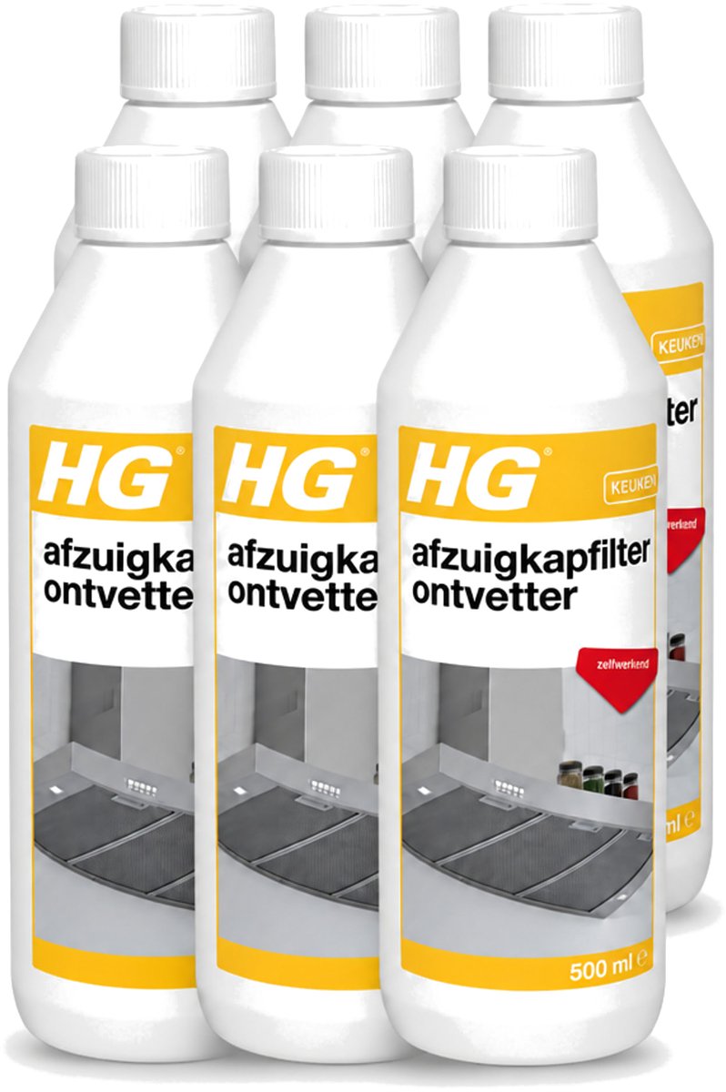 6 x HG - Afzuigkapfilter Ontvetter - Zelfwerkend - 500 ml - Voordeelverpakking - 6 stuks