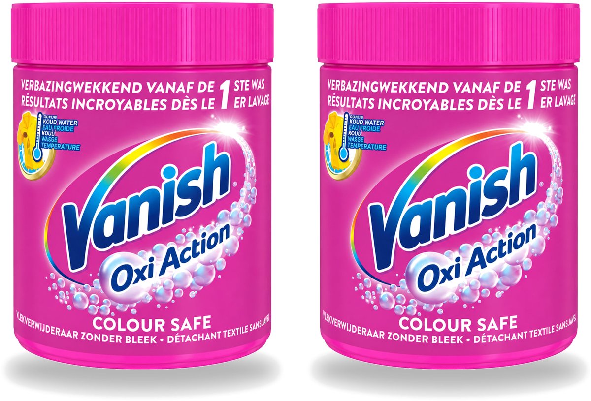 2 x Vanish Oxi Action - Veilige Kleur - Vlekkenverwijderaar Poeder - Zonder Bleek - Gekleurde Was - 550 Gram - Voordeelverpakking - 2 stuks
