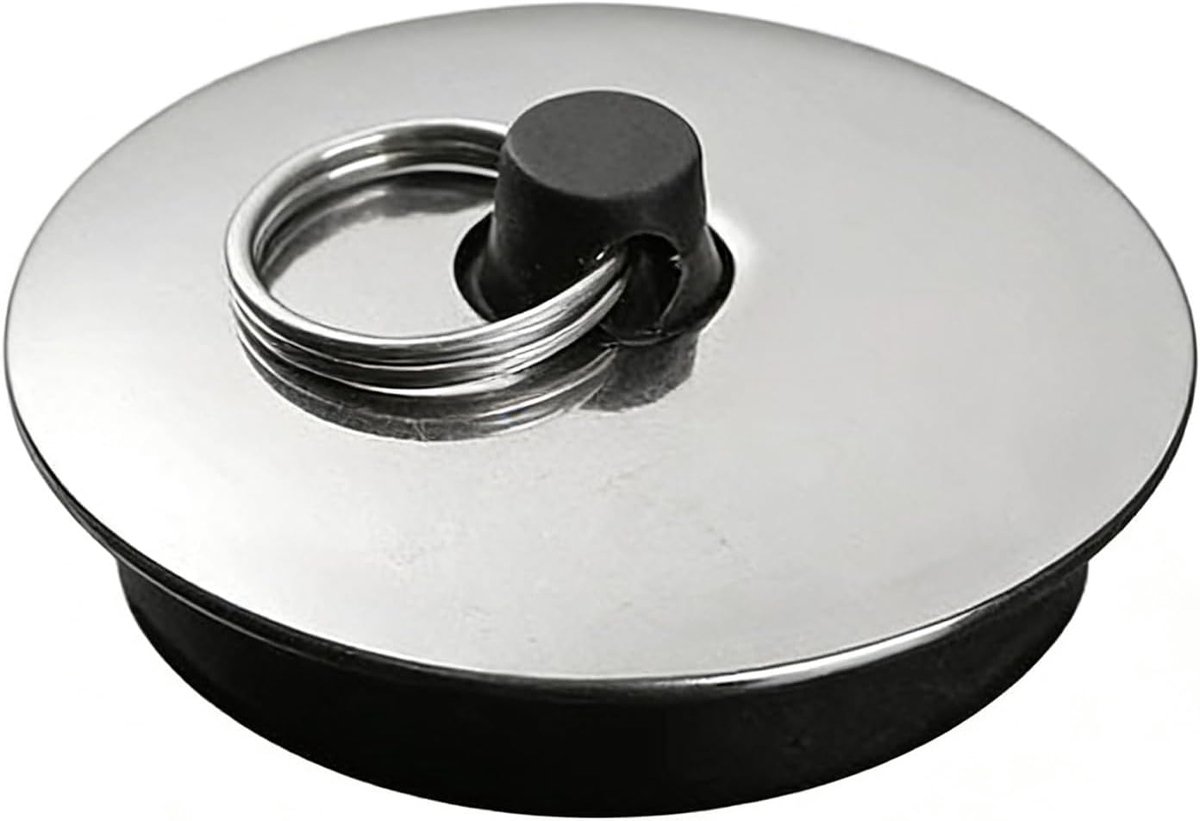 Badstop van Roestvrij Staal, Lekvrije Badafvoer voor Badkamer en Keuken, Badstop van Hoge Kwaliteit Gemakkelijk te Reinigen en te Installeren, Elegant Verchroomde Afwerking