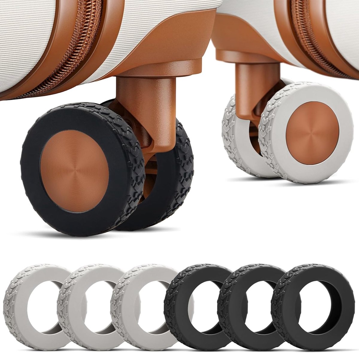 Siliconen bagagewielhoezen, 16 stuks, rubberen bescherming tegen krassen, stof, geluidsabsorberend, schokabsorberend, voor koffer-accessoires