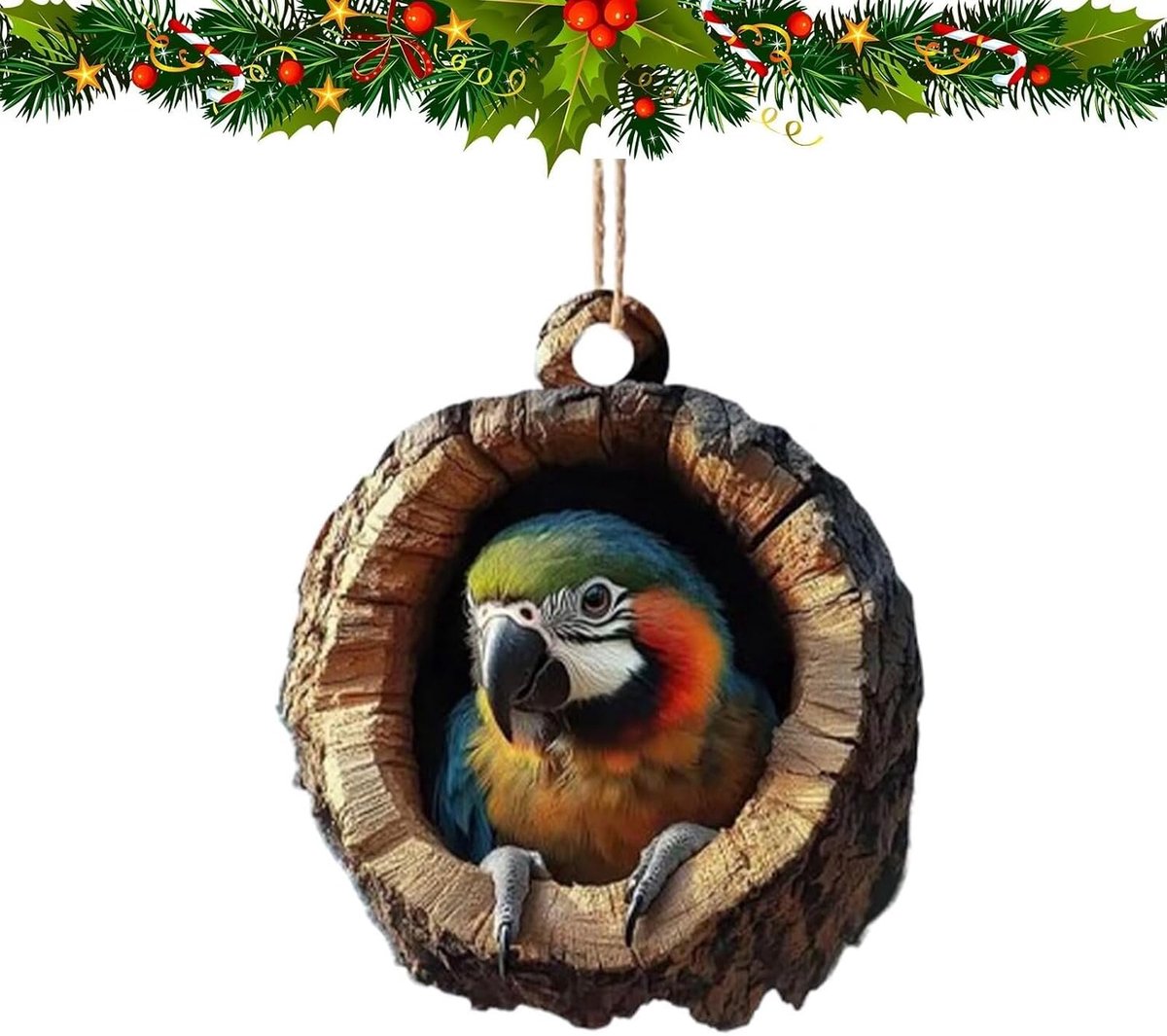 Kerstboom dieren decoraties, patroon 2D acryl ornament, acryl partij opknoping ornament hanger. (papegaai)