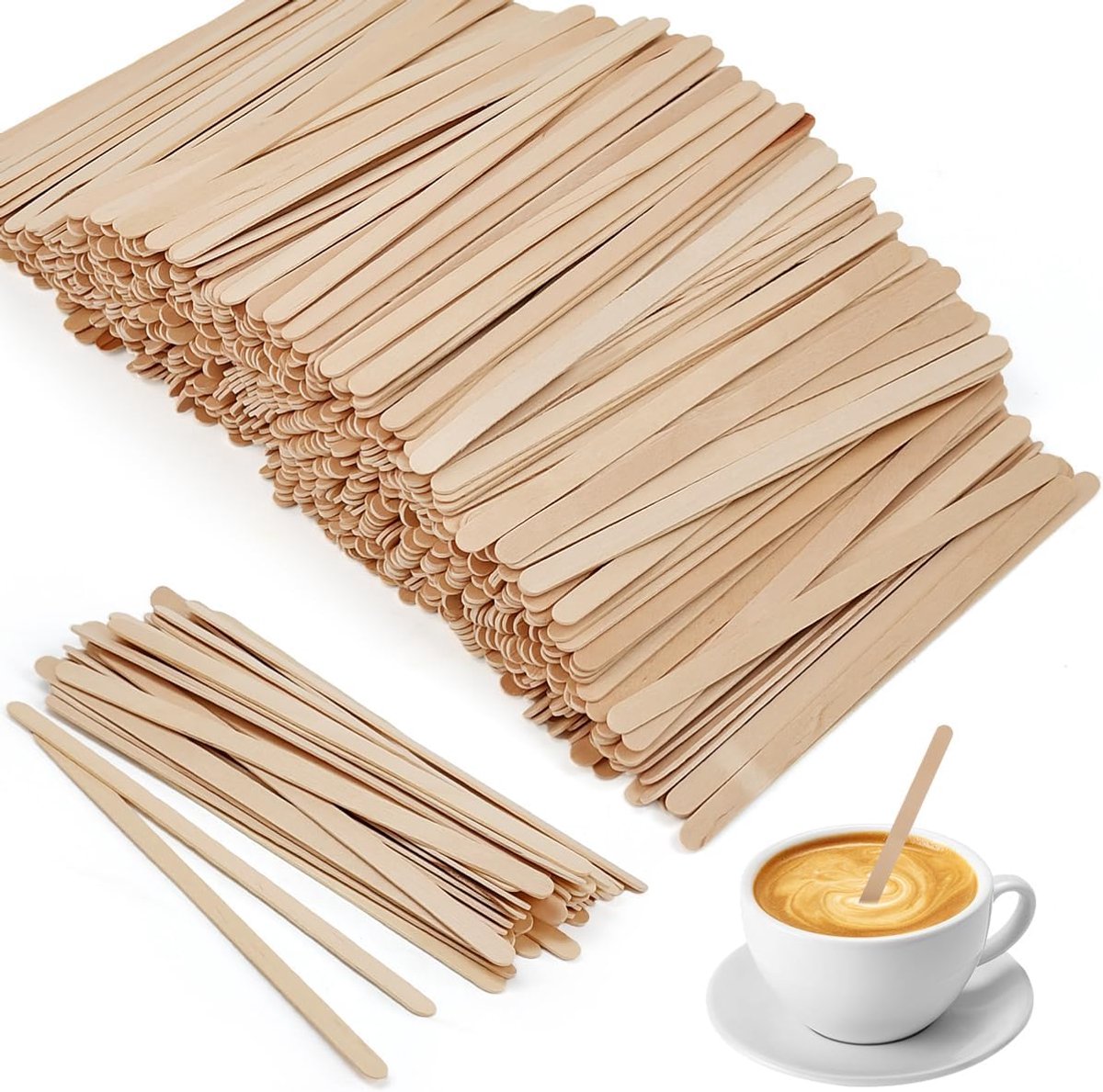 1000 stuks koffie-roerstaafjes, hout, koffiestokjes, 11 cm, koffiestokjes, koffiestokjes, ijsstokjes, houten roerstaafjes, roerstaafjes voor het roeren van koffie, thee, dranken