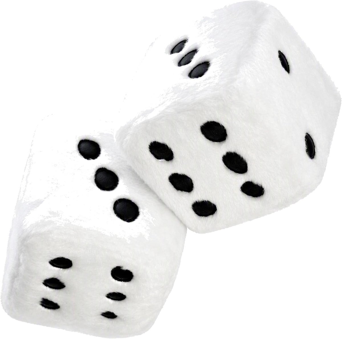 Dobbelstenen Pluche Hanger, Hoge Sterkte Auto Hanger Hangende Pluche Dobbelstenen Craps Auto's Achteruitkijkspiegel Hangende Decoratie (WHITE)