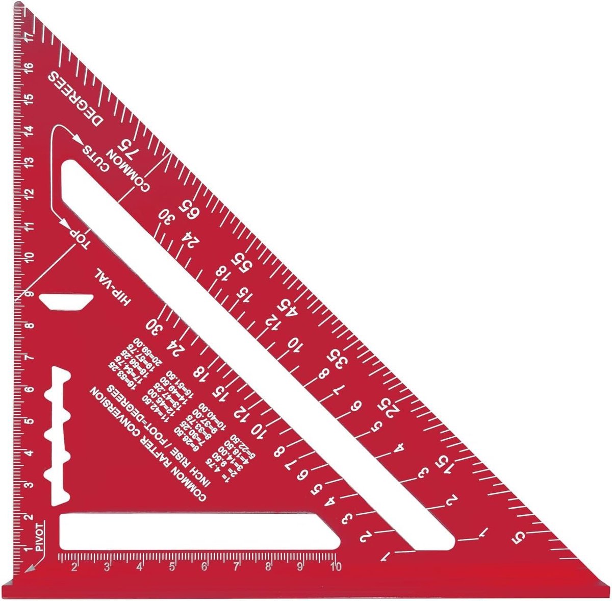 1 stuks 90 graden verdikte driehoek liniaal timmerman meten vierkante metrische keizerlijke 7 inch, aluminiumlegering voor houtbewerking (rood