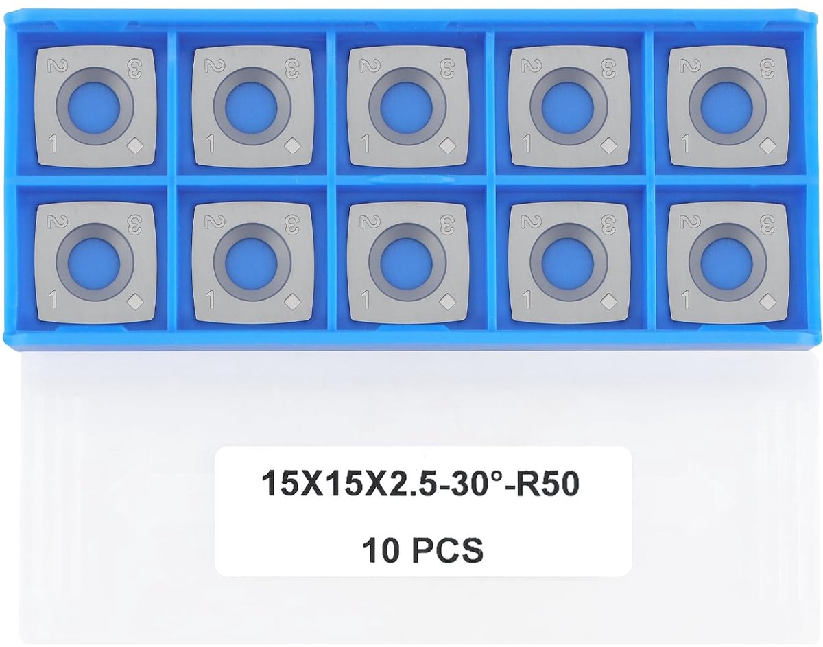 Draaien Gereedschap Carbide Getipt 15x15x2,5 Mm Met R50 Radius Vierkante Carbide Cutter Inserts Voor draaibeitels en Houtbewerking Draaibank Tool, 10 stks