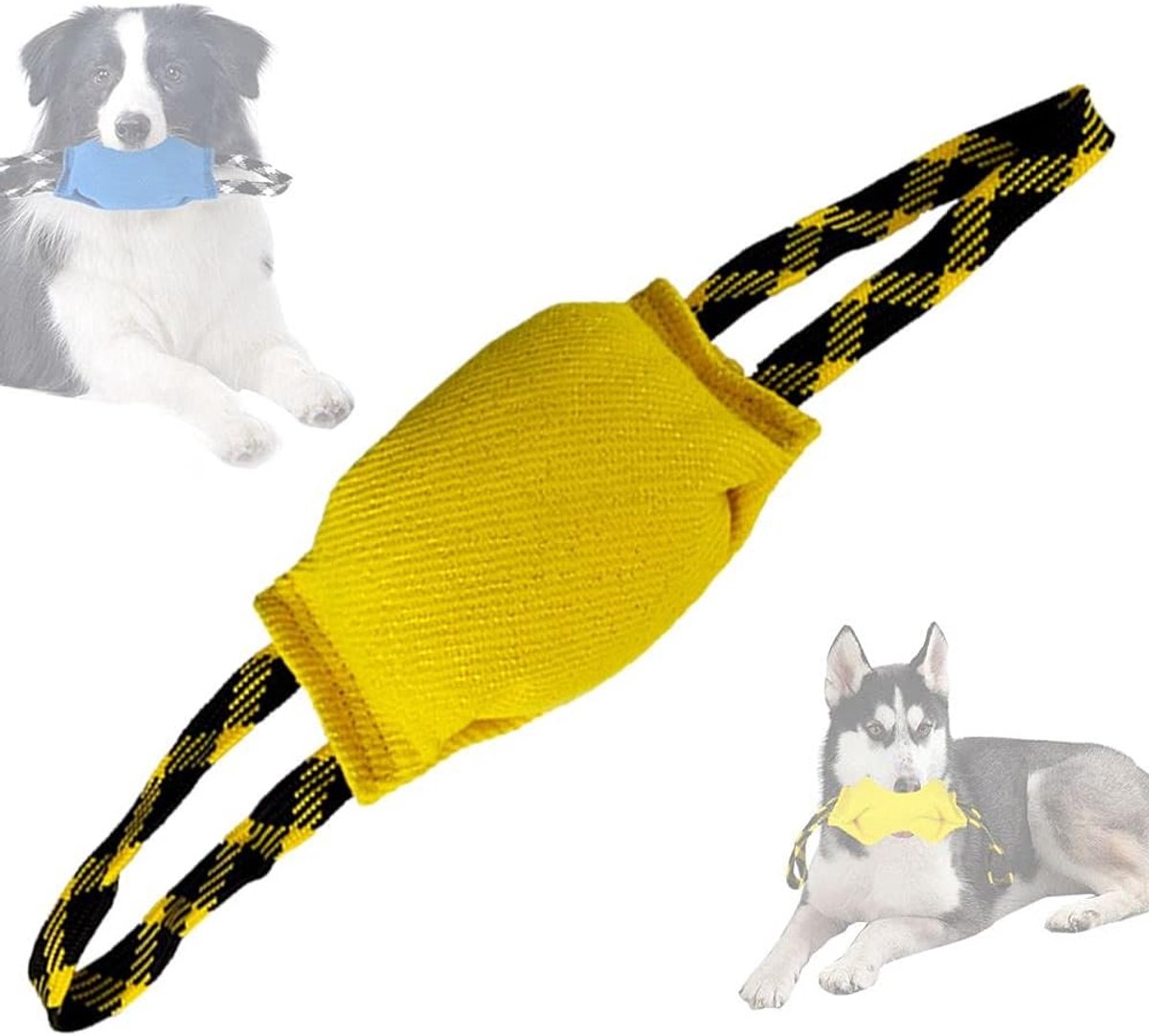 1 Stks Hond Grof Hennepbijtspeelgoed met 2 handgrepen Jute Bijtkussen Tug of War & Training & Interactieve Play Hondenspeelgoed Hondensleepspeelgoed Hond Trainingsspeelgoed voor kleine, middelgrote, grote honden