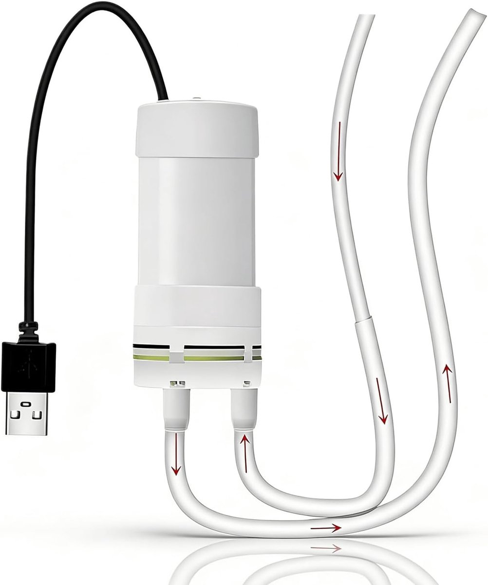 USB, 5 V, 2 A, USB-aangedreven vacuümpomp met 1 m pvc-slang, 6 mm buis, USB zelfaanzuigende waterpomp, voor aquarium, tuin, camping, huishouden