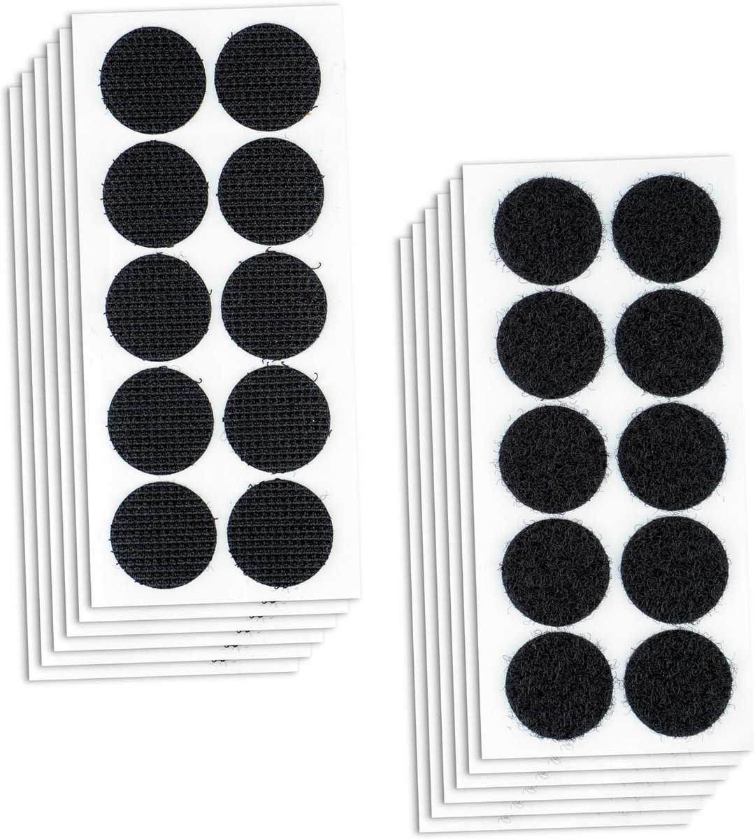 Klittenband, 50 stuks met Ø 20 mm, zwart, op maat geknipt vliesband met klittenband, klittenband om te plakken, zelfklevende tape met klittenband, klittenbandstrips voor klamboes, tapijt