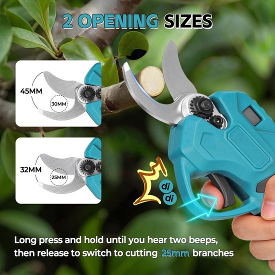 Snoeischaar Compatibel Met Makita 18V, Professionele Draadloze Takkenschaar, 30mm, Borstelloos, LCD-Display, SK5-Koolstofstaal Lemmet, Zonder Accu — afbeelding 4
