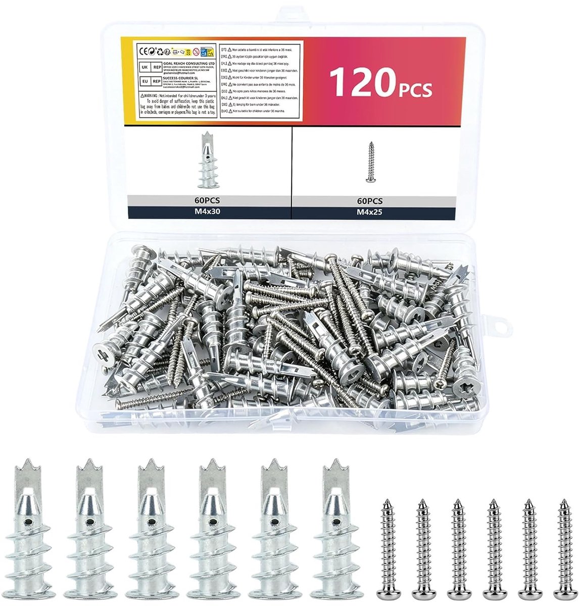 Zelfborende Gipspluggen met Schroeven 120 st (60PCS*2)