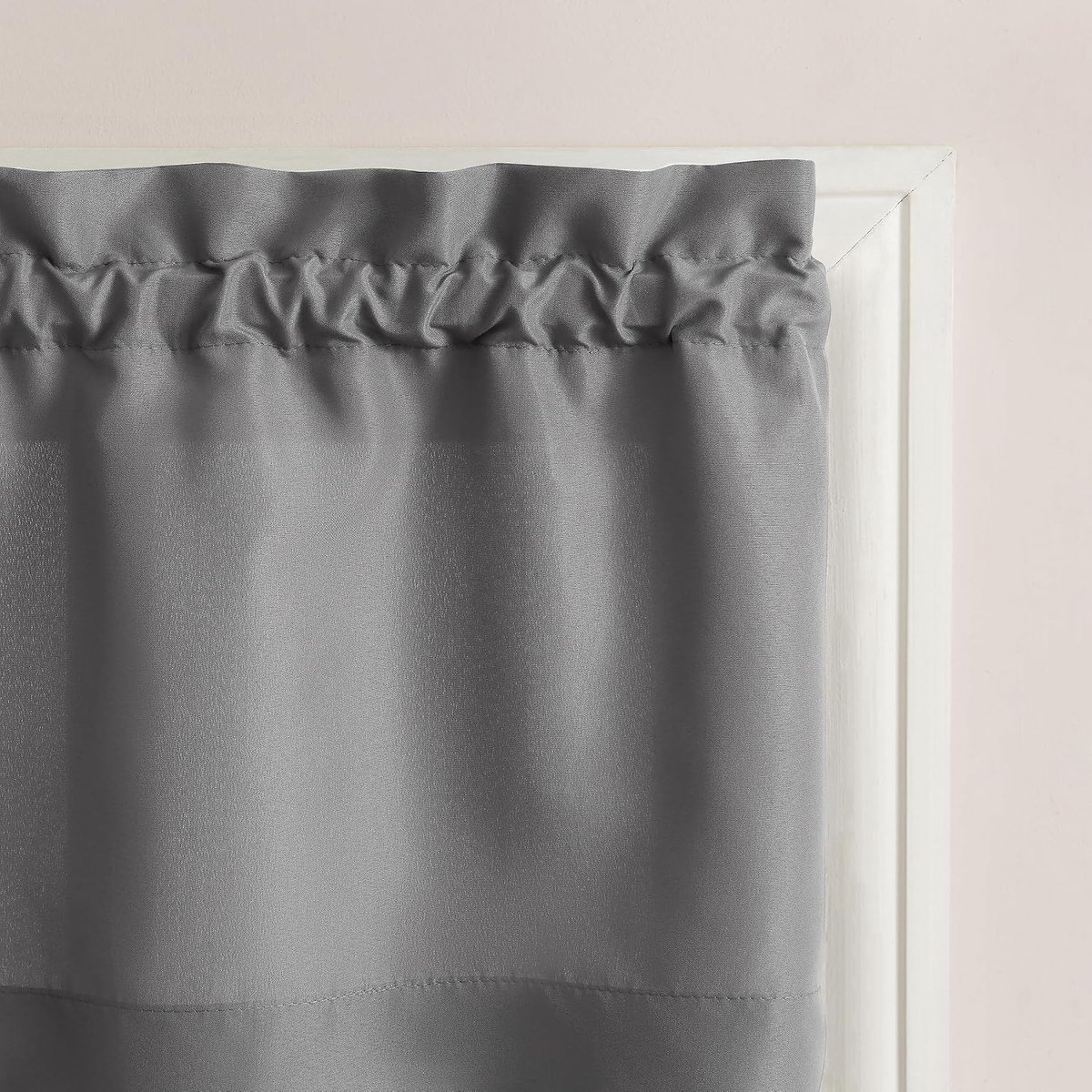 918 Martine Microfiber Semi-Sheer Rod Pocket Keuken Gordijn Volant en Lagen Set, 54 "x 36", Grijs