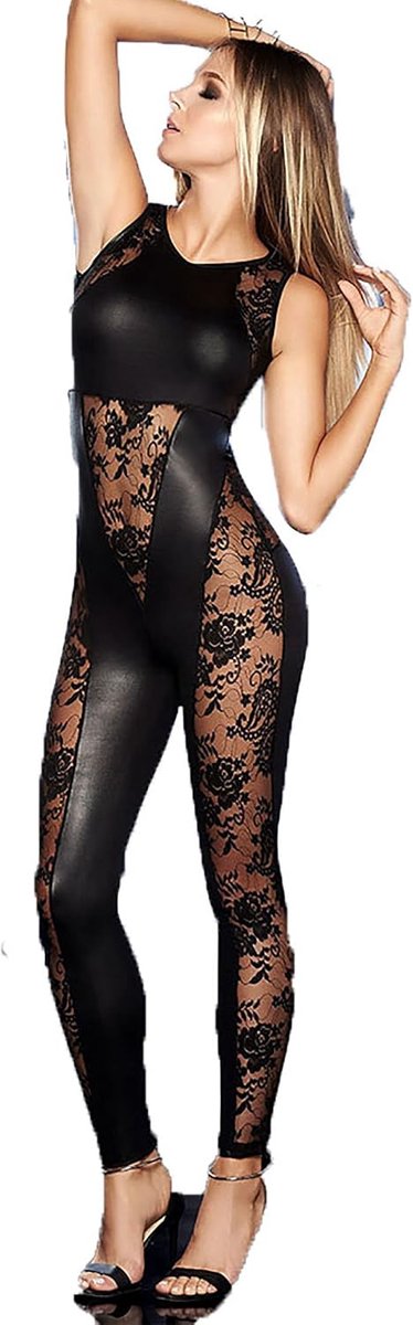 Lederen overalls motorkleding sexy lingerie bar dance kostuum club DS lak club pak, strakke kleding, feestkleding