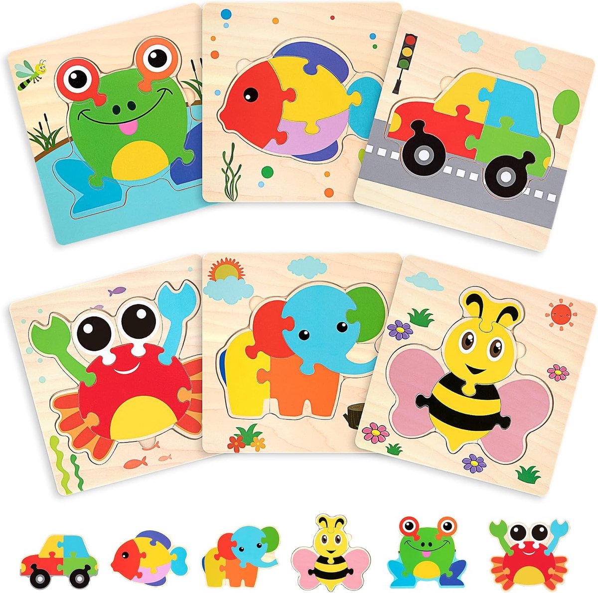 3D houten dierenpuzzel, geschikt voor kinderen, Montessori educatief babyspeelgoed, verjaardagscadeau, Pasen, Halloween, kerstcadeau, geschikt voor jongens en meisjes vanaf 3 jaar.