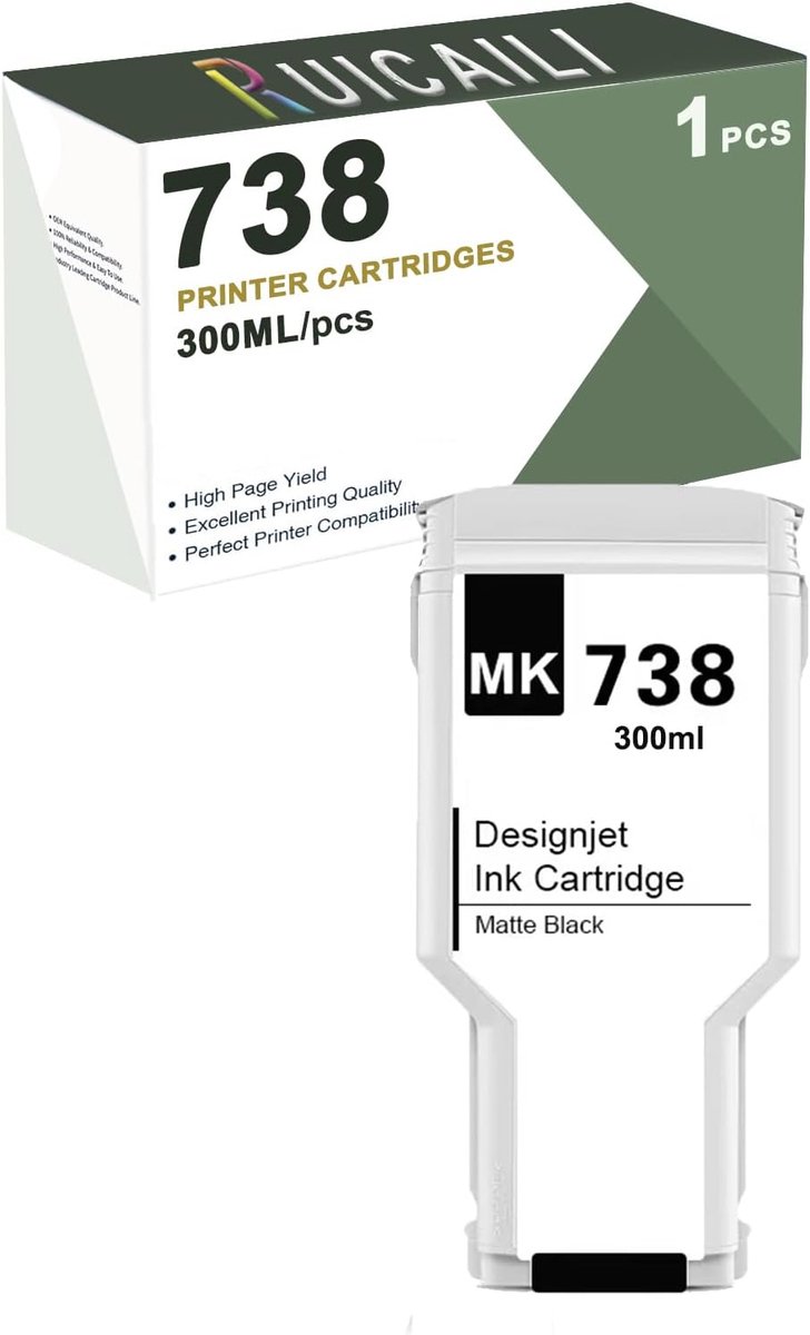 Inktpatroon 738 738XL 300 ml - pigmentinkt - compatibel met HP DesignJet T850 T950 - ideaal voor professioneel printen - ShopVlot