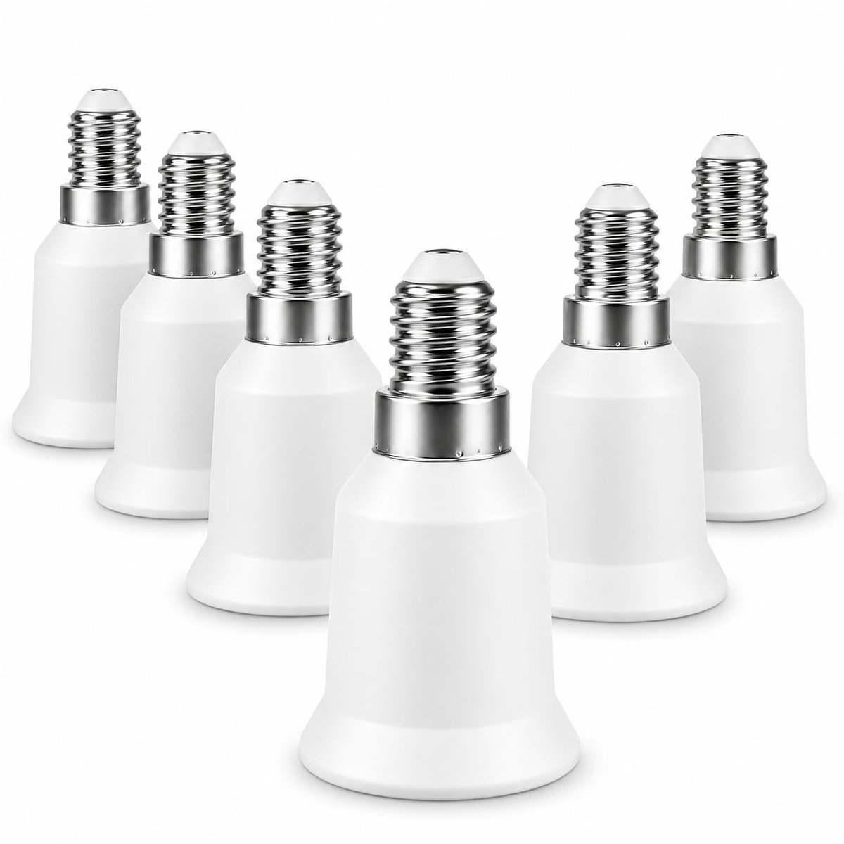 E14 naar E27 adapter - 6 stuks - flexibele aansluiting - eenvoudig lampen vervangen - ShopVlot