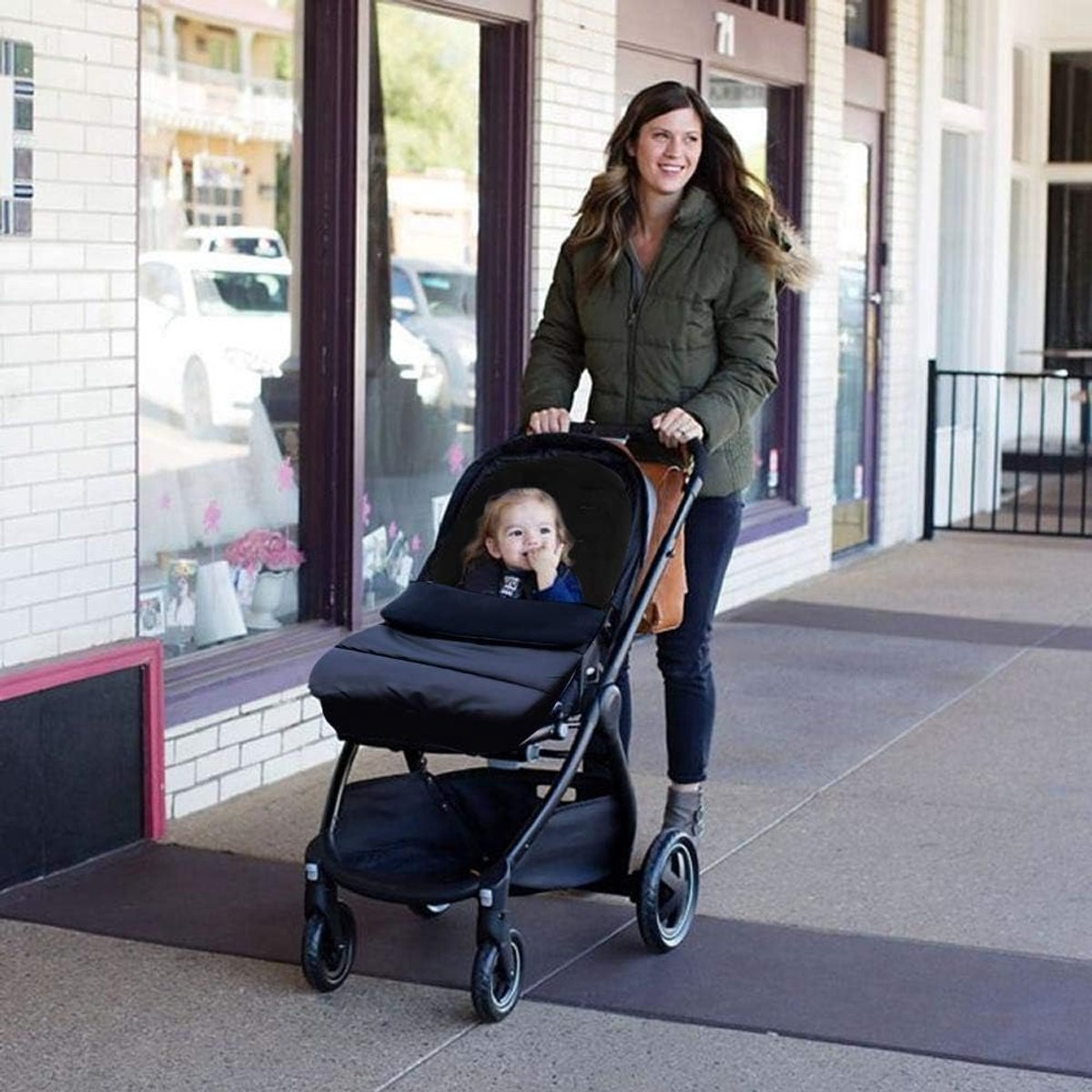 1 Stuk - Slaapzak/voetenzak voor kinderwagen - Universele wintervoetenzak - Zachte, waterdichte voetenzak voor baby's - Warm & winddicht - Zwart – foto 6