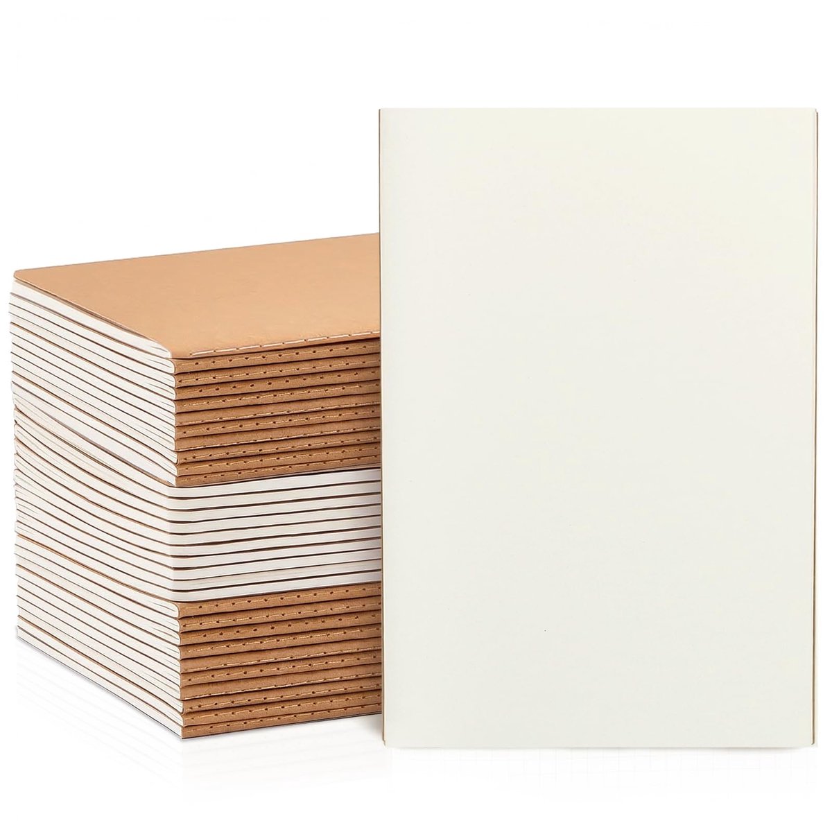 Notitieboek A5 met blanco pagina's - kraftpapier omslag - set van 30 notitieblokken - ideaal voor school en reizen - ShopVlot