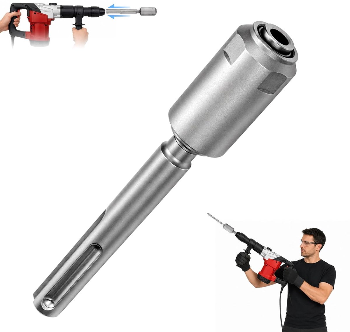 SDS Max to SDS Plus Adapter for Hammer Drills, Adapter Piece for Concrete Drills or Chisel Machines, Adapter SDS Max - ShopVlot