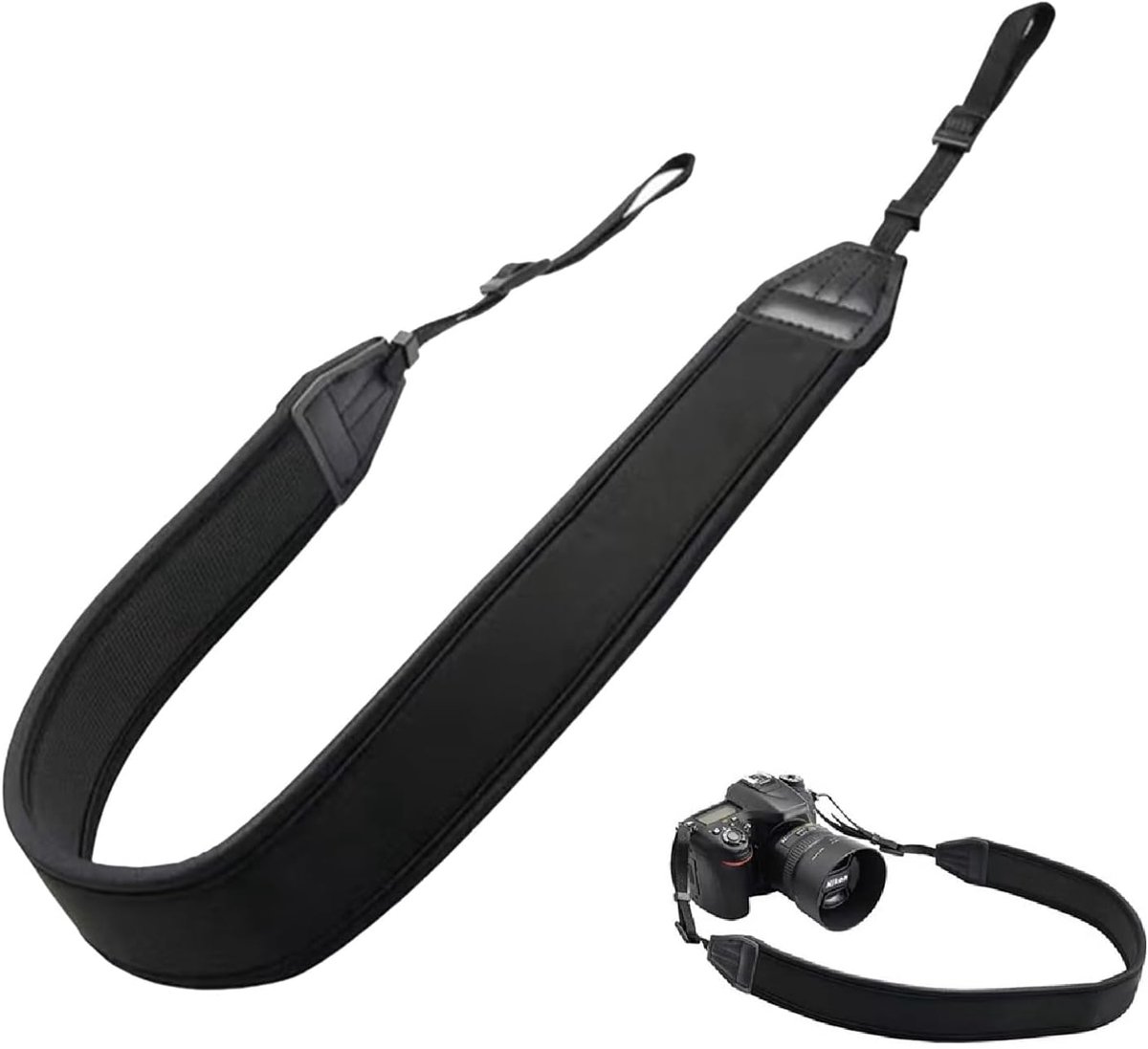 Camera strap verstelbaar tot 130 cm - elastisch schuim - waterdicht en comfortabel voor dagelijks gebruik - ShopVlot