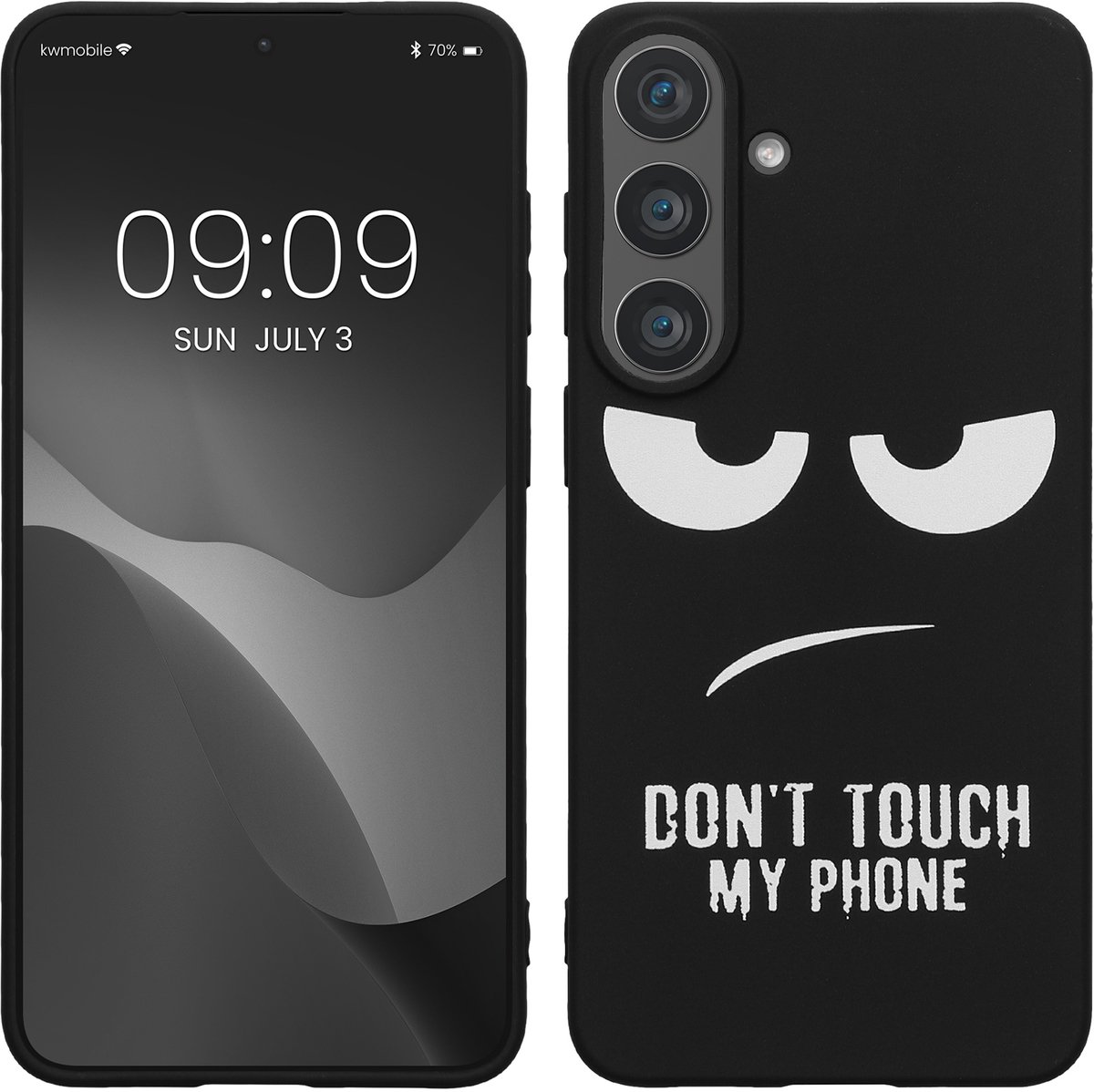 kwmobile telefoonhoesje geschikt voor Samsung Galaxy S26 FE - Hoesje voor smartphone in wit / zwart - Backcover van TPU - Don't Touch My Phone design