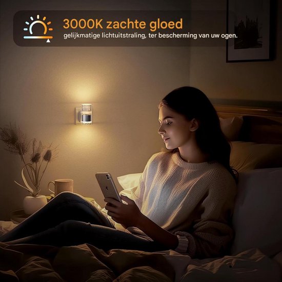 Acryl Nachtlamp - Cylinder Lamp - Inbouwverlichting - Automatische Dageraadsensor - Acryl Met Gepolijste Ring - Warmwit 3000K Licht - Oogvriendelijke Sfeerverlichting - 1 Stuk van Longziming — afbeelding 5