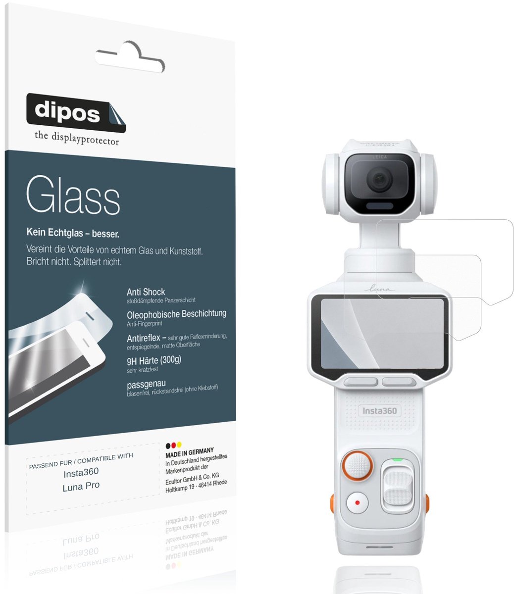 dipos – 2x Matte Pantserfolie geschikt voor Insta360 Luna Pro | 9H Screenprotector