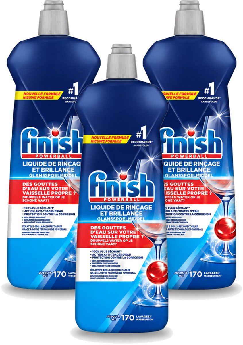 3 x Finish Powerball - Glansspoelmiddel - Anti-Corrosie & Anti-Vervaging - 170 Afwasbeurten - 800ml - Voordeelverpakking - 3 stuks