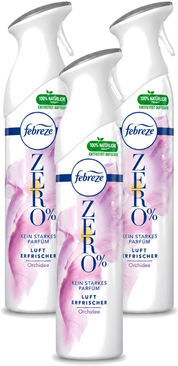 3 x Febreze Spray - Zero % - Orchidee - Luchtverfrisser - 300ml - Voordeelverpakking - 3 stuks