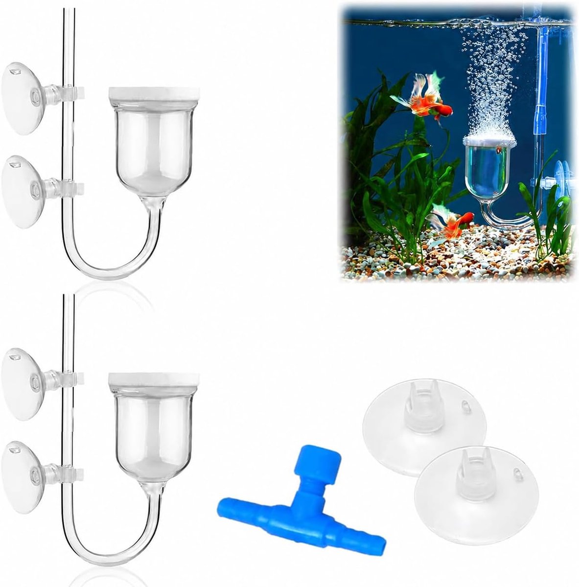Aquarium luchtpomp set nano luchtsteen diffuser 35 mm - stille zuurstofpomp - zuurstofverrijking - ShopVlot