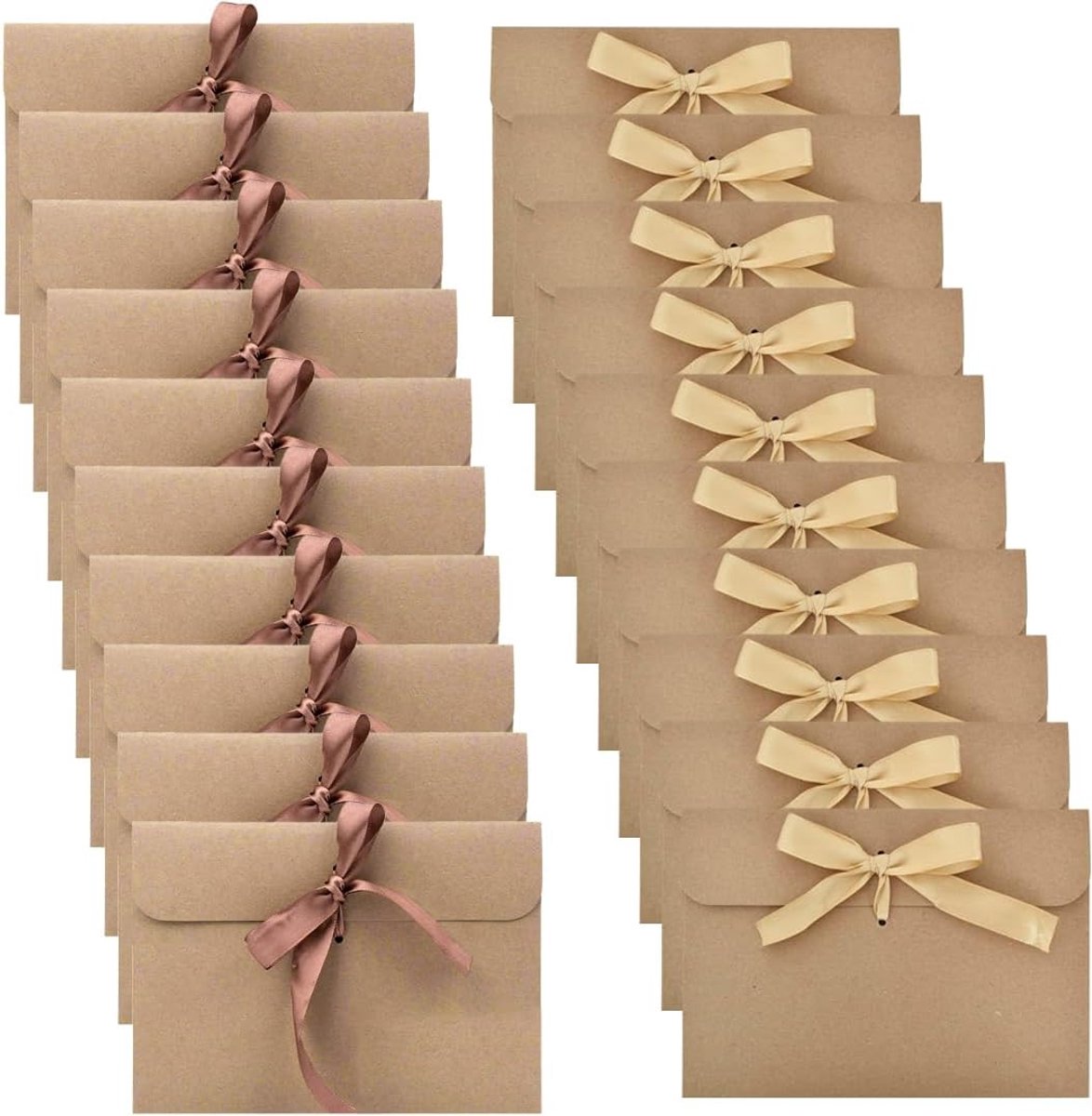 SnelShoppen - Pack van 20 Retro Kraft Papier Enveloppen, Vintage Handgemaakt, Voor Verjaardagen, Trouwen, Uitnodigingen, Hoogwaardig en Duurzaam