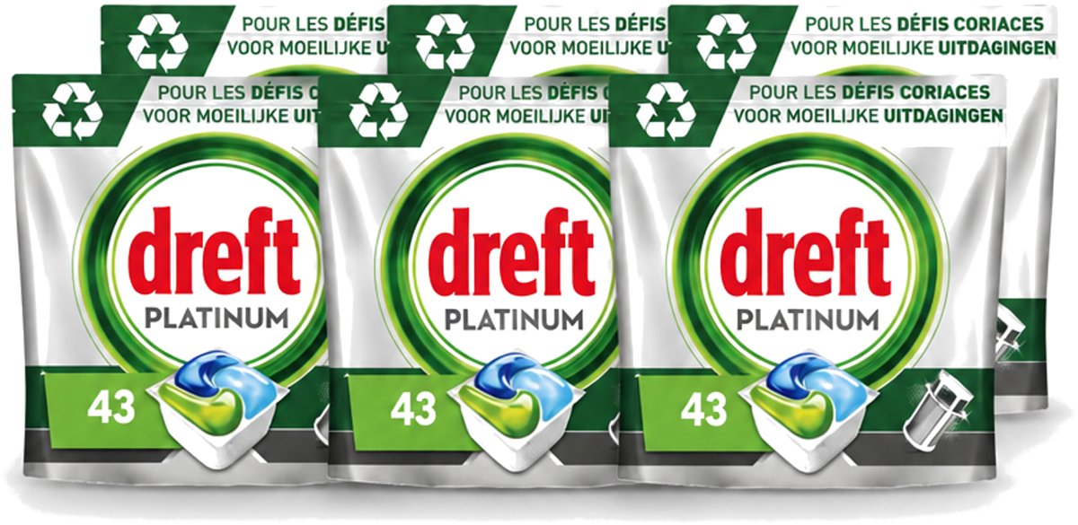 6 x Dreft Platinum - All In One - Vaatwascapsules - 43 Afwasbeurten - Voordeelverpakking - 6 stuks