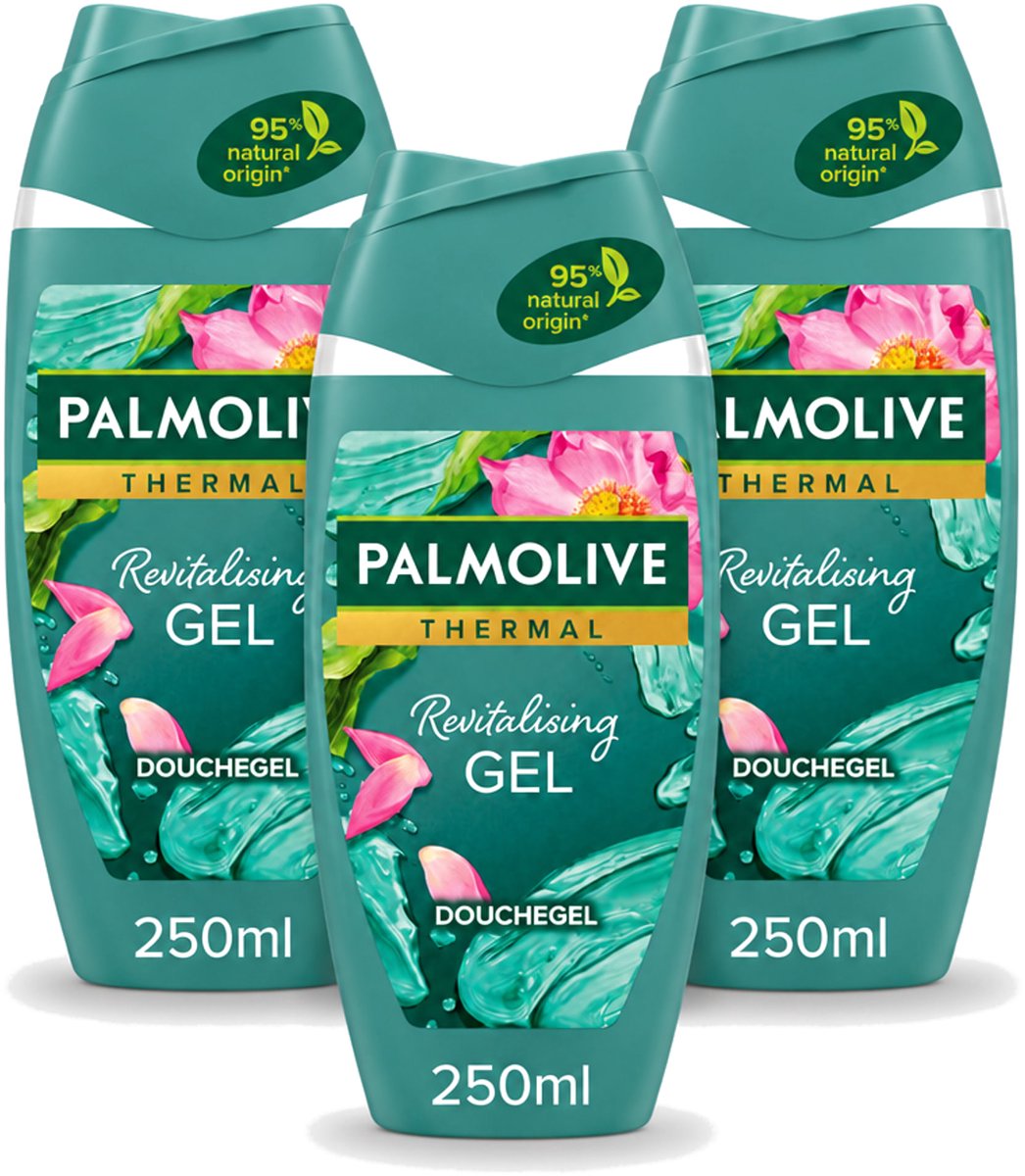 3 x Palmolive - Thermal - Douchegel - Algen & Lotusbloem - Revitalising Gel - 250 ml - Voordeelverpakking - 3 stuks
