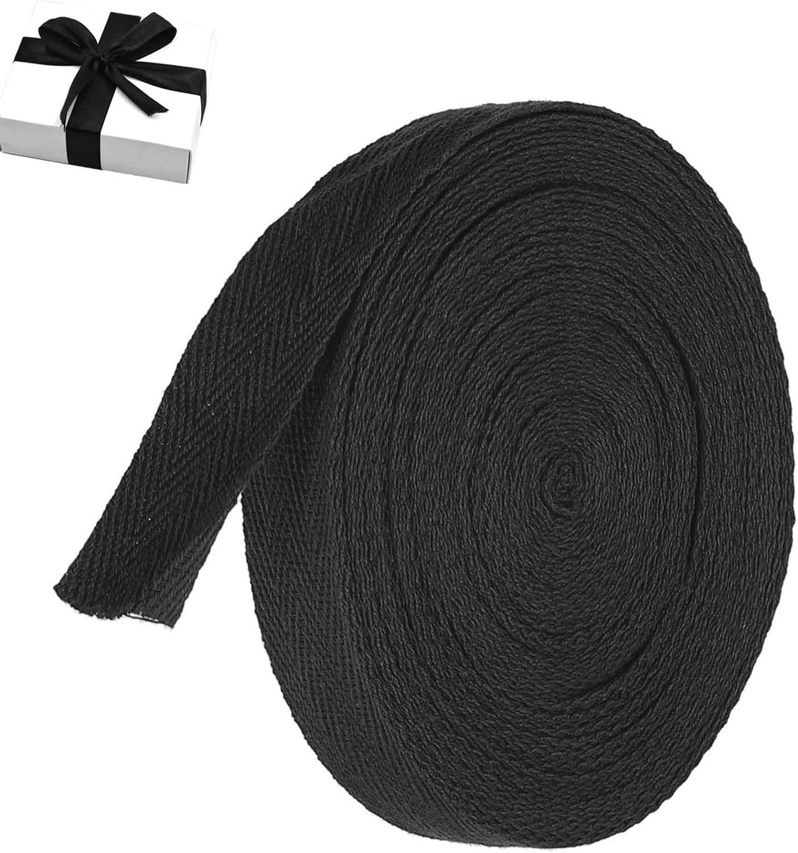 Biaisband, naadband, katoen, keperband, visgraatsteek, katoenen band, voor doe-het-zelf handwerk, geschenkverpakkingen (zwart)