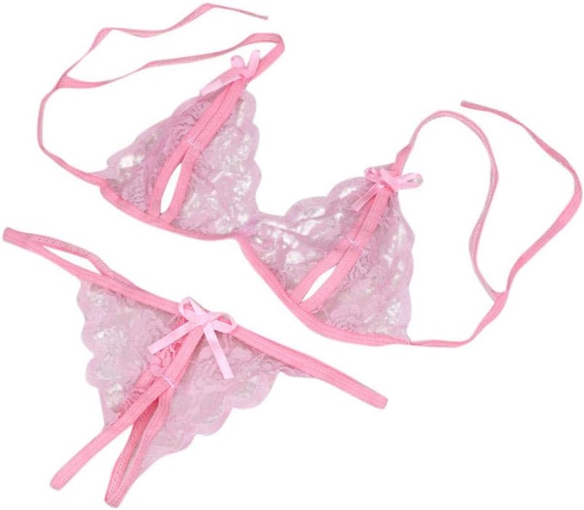 Babydolls, nachtjaponnen & negligés Sexy Kanten Lingerie Dames Ondergoed Lingerie Kanten Dauwpunt String Set-C_L