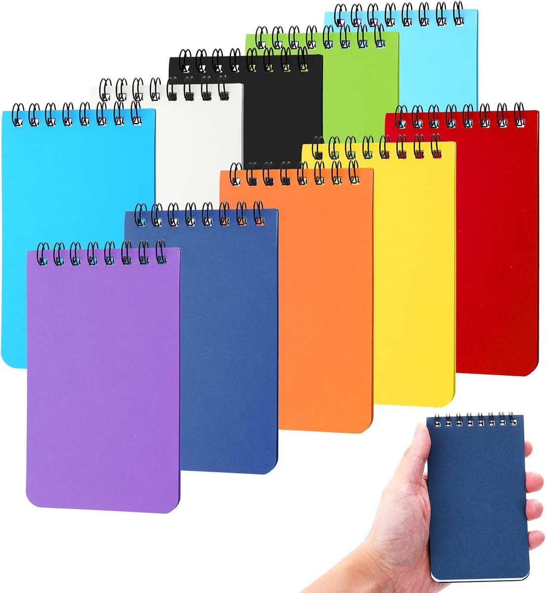 10 stuks spiraal notitieblok, waterdichte notitieblok pocket notitieboek met raster kleurig notitieblok A7 notitieblok met spiraalbinding voor memo's onderweg leren schoolzaken'