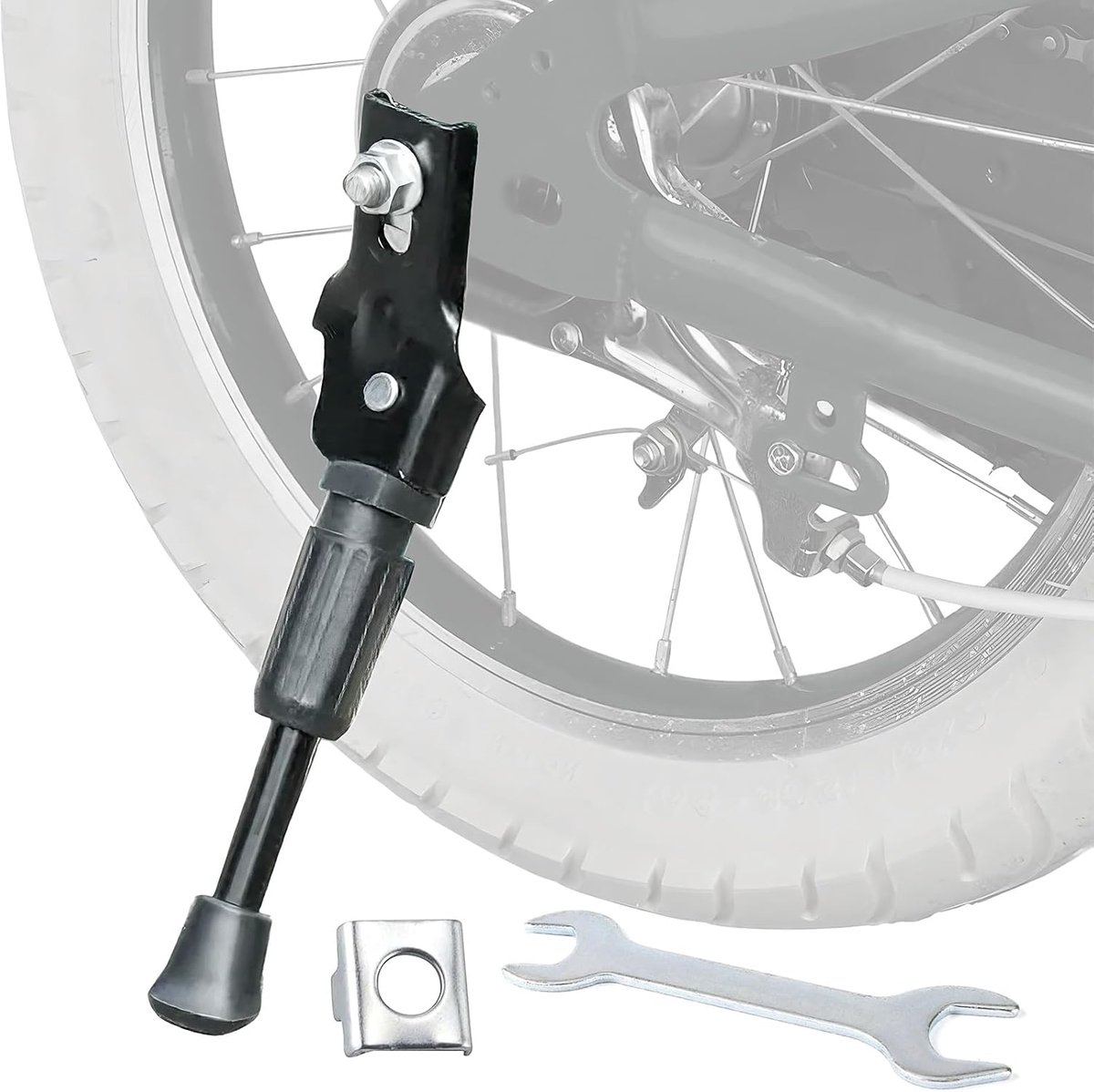 Fietsstandaard voor kinderen, 14 inch, eenzijdige standaard, in hoogte verstelbaar, fietsstandaard voor kinderen, met antislip rubberen voet, voor kinderfietsen, mountainbikes en