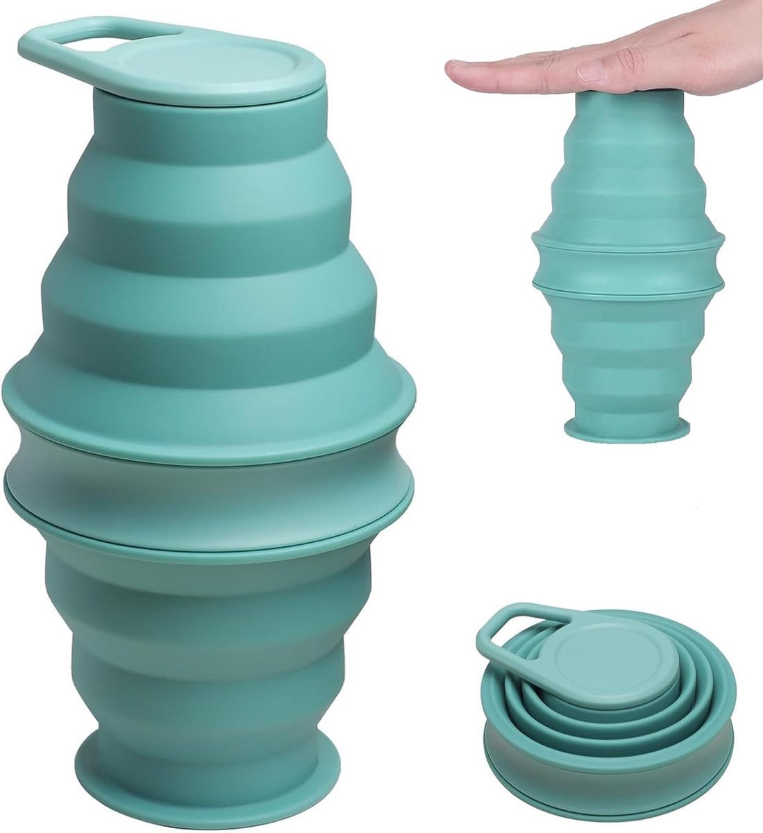 Waterfles van siliconen, 500 ml,BPA-vrij, lekvrij, opvouwbare waterfles, draagbare sportwaterfles voor outdoor, campingbeker, reizen