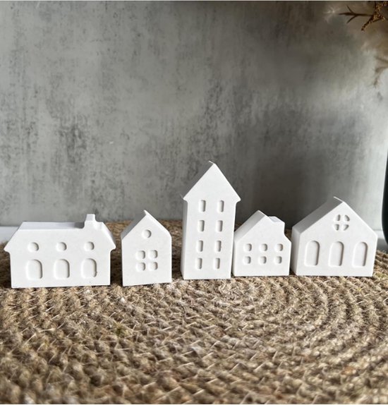 Gietvormen huizen, siliconen gietvorm, mini-huizen, 10 vormen om uit te gieten met gips, creatief beton, was, gietpoeder, gietvorm brandproduct — afbeelding 5