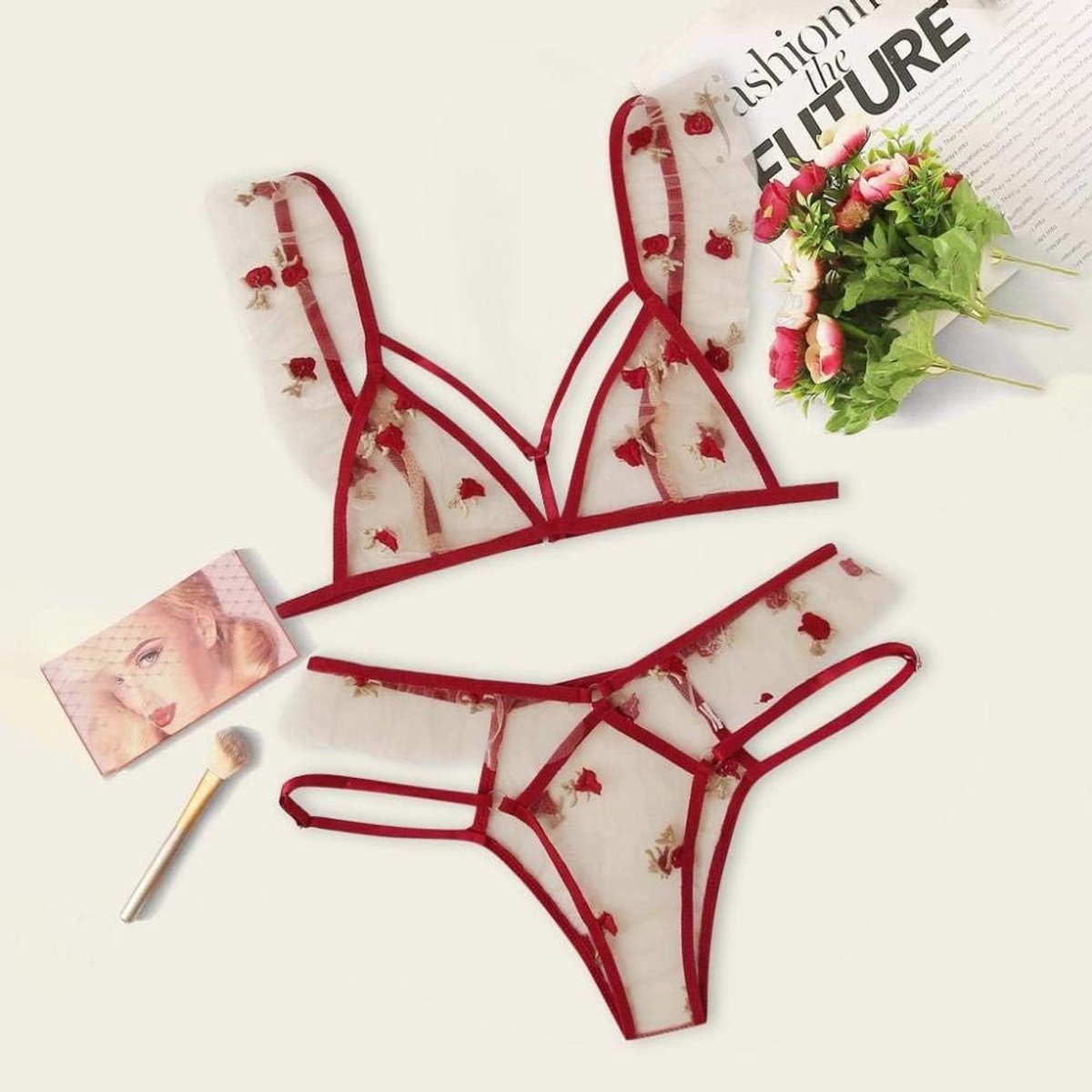 Dameskostuums Vrouwen Sexy Bh G-String Nachtkleding Erotische Lingerie Hol Ondergoed Transparant Kostuum
