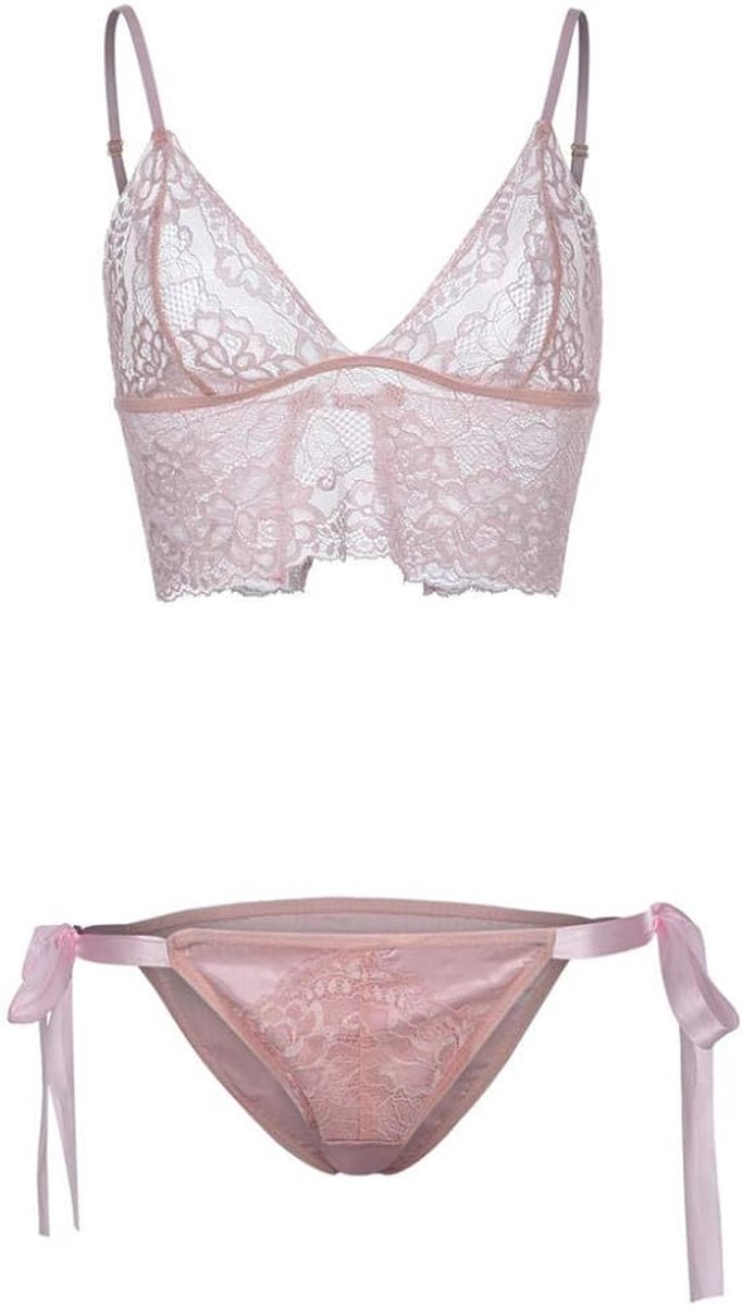 Sets met nachtmode & ochtendjas Erotische Lingerie Vrouwen Sexy Ondergoed Hol Perspectief Kostuum Draadloze Beha String Nachtkleding