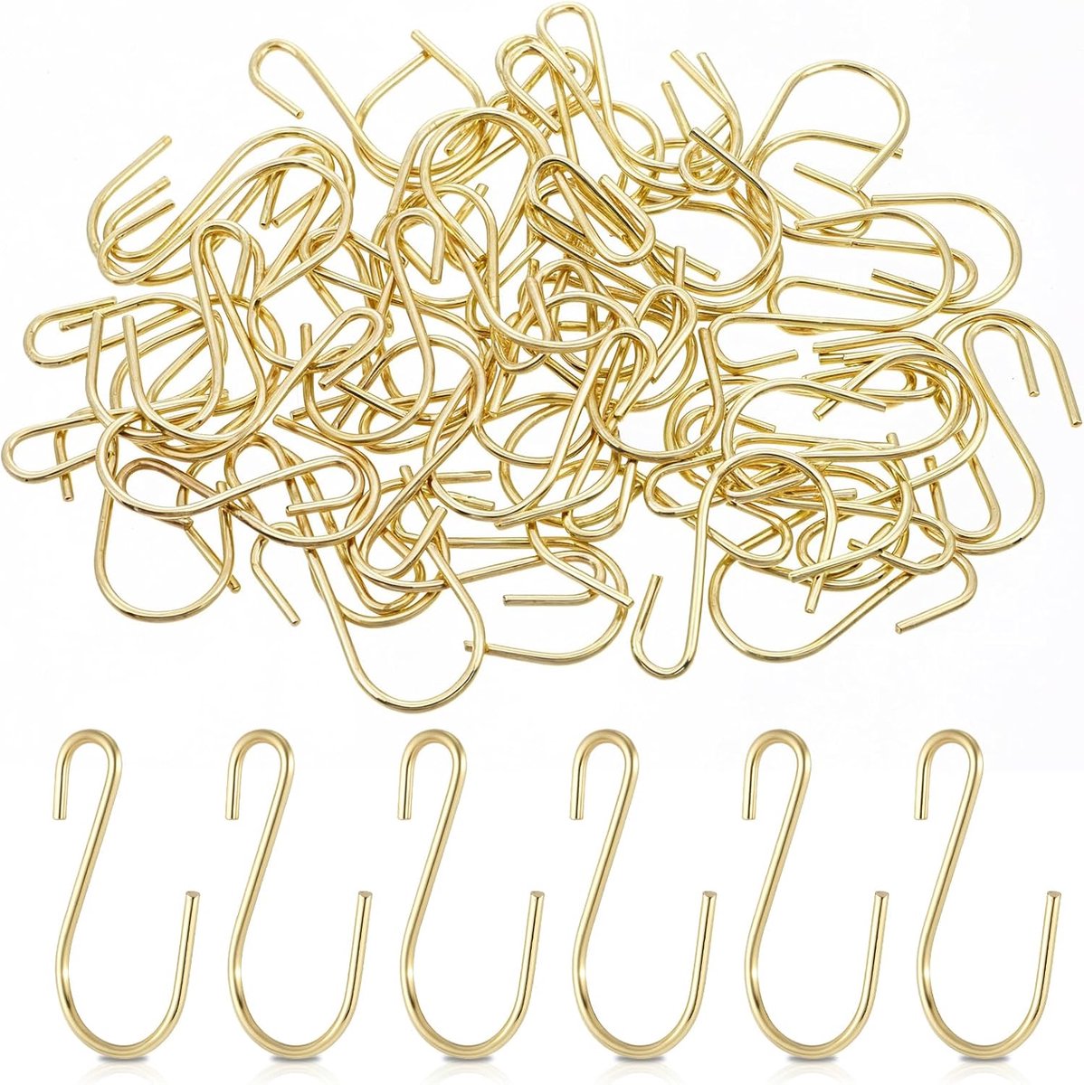 S-haken om op te hangen, S-vormige hanghaken, roestvrij stalen haak, metalen mini-ornamenthaak voor ambachten, sieraden, hangende potplanten, goud