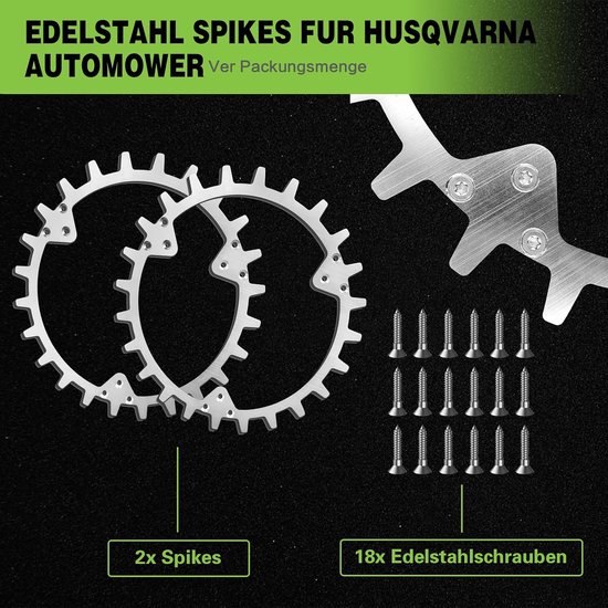 Spikes voor Husqvarna Automower 320/420/430X/440/450X, gazontractieverbetering voor robotmaaier, uitvoerig ontbraamd, wielmaat 252 mm — afbeelding 3