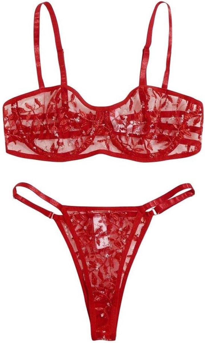Dames Sexy BH G-String Ondergoed Vrouwen Erotische Lingerie See Through Lace Kostuum Porno Verleiding Nachtkleding Borduurwerk