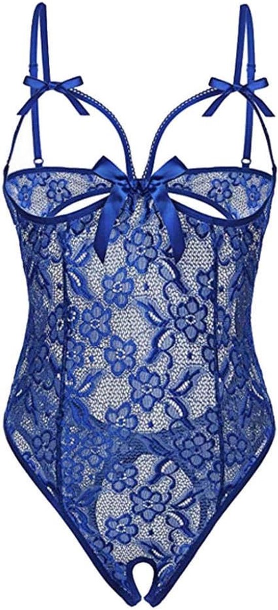 Kleding Sexy Lingerie Vrouwelijke Kanten Beha Strik Ondergoed Verleiding Erotische Dames Porno Nachtkleding-Blue_XXL