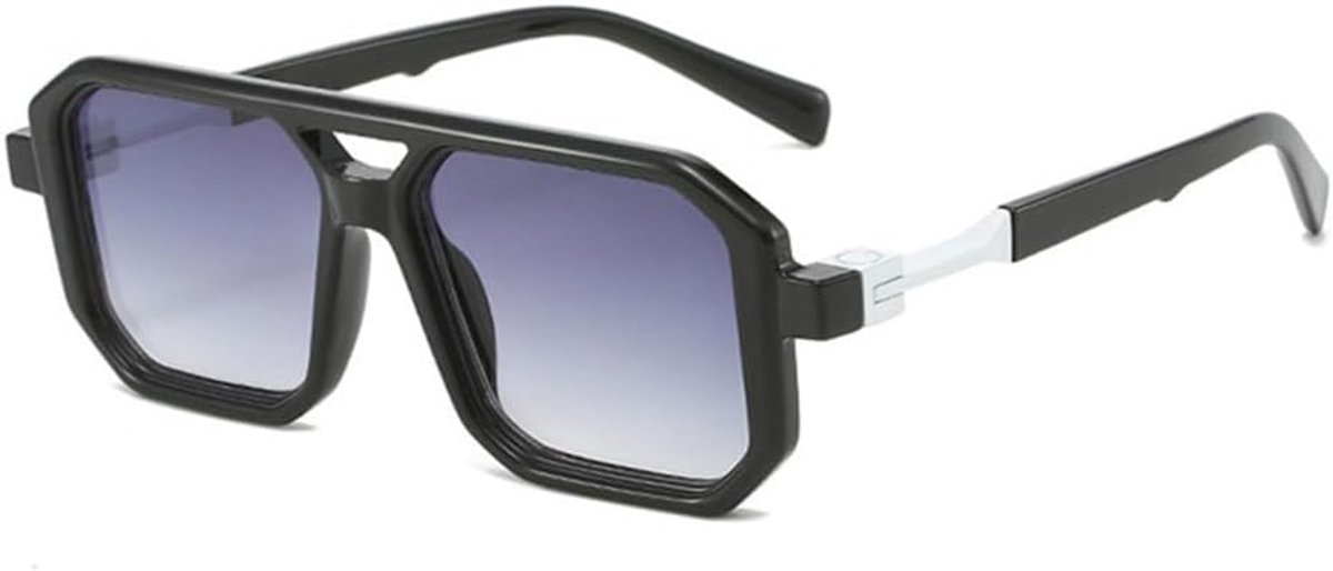 Bruggen Vierkante Zonnebril Dames Mode Gradient Shades UV400 Retro Polygon Heren Zonnebril, Zwart grijs gradiënt, One size