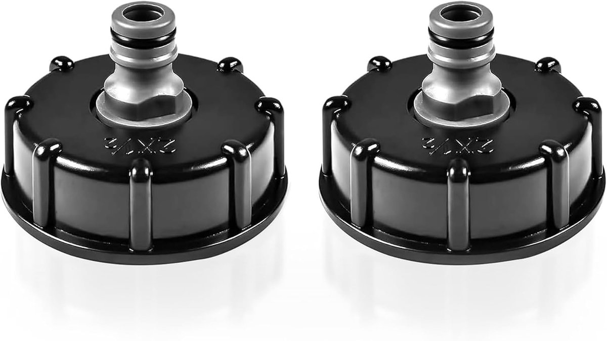 2 stuks IBC tankaccessoires voor 1/2 fopspeen-ventieladapter, IBC-adapter S60 x 6, IBC-adapter, IBC-container, aansluiting van tuinslangen, IBC-watertanks, regenwatertanks,
