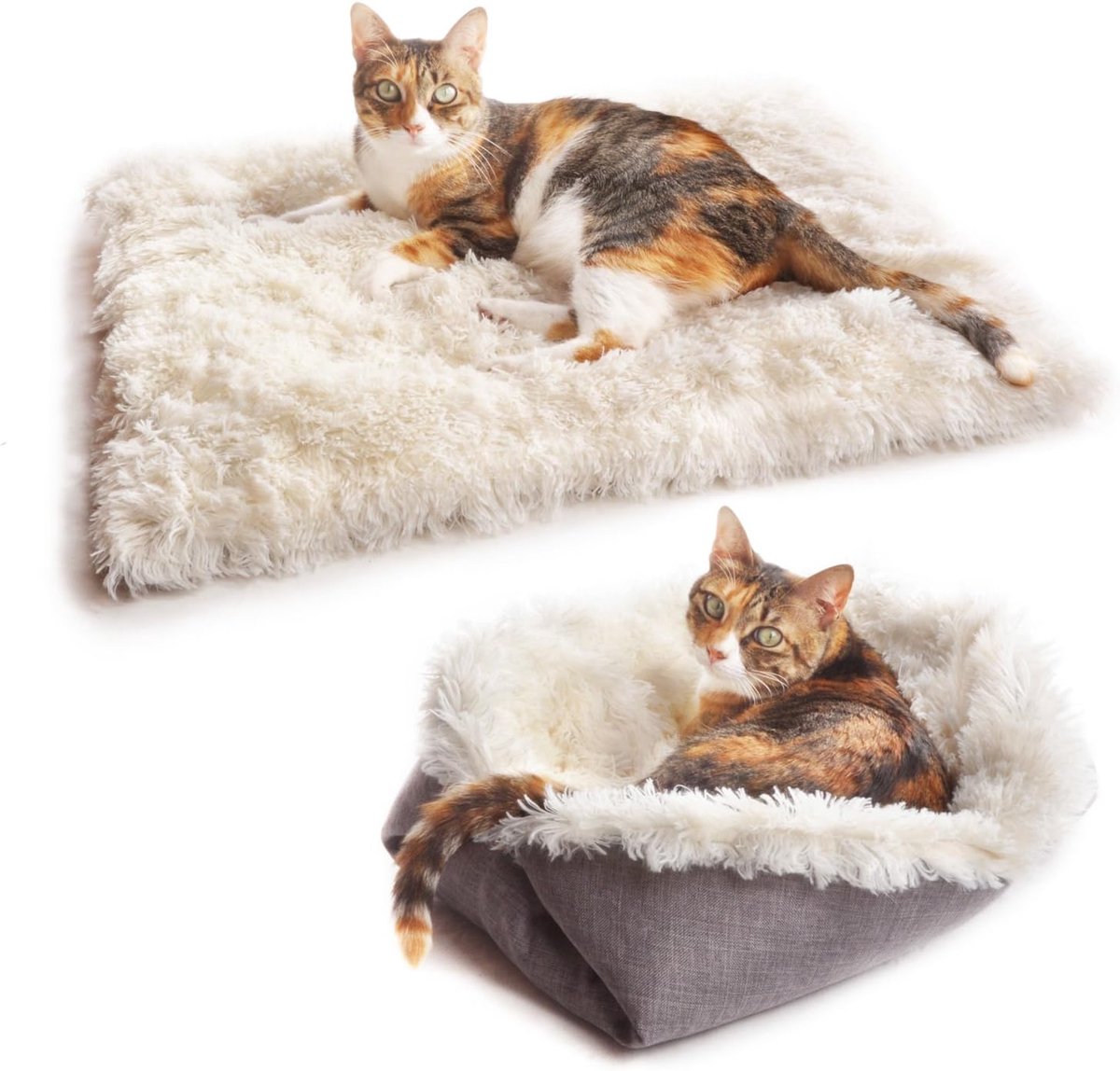 1 stuk - Kattenpad - Kattennest - 2-in-1 Kattenbed - Huisdierenbed - Kattenbank - Zwezel zacht - 61 x 51 cm