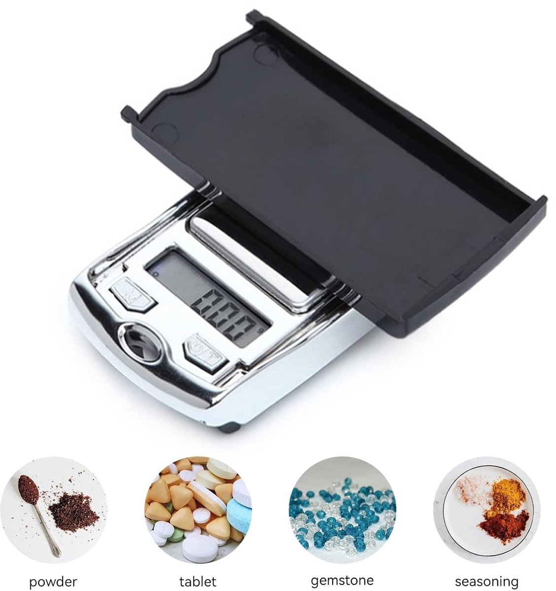 SnelShoppen - Mini Keukenweegschaal Digitale Pocketweegschaal 0.01/100g Precisieweegschaal met LCD Scherm Draagbare Sleutelhangerweegschaal voor Siera