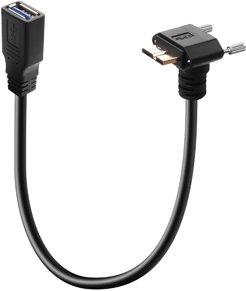 USB 3.0 verlengkabel (bus naar haakse micro-B-stekker) voor harde schijven (met schroefbevestiging) - ShopVlot